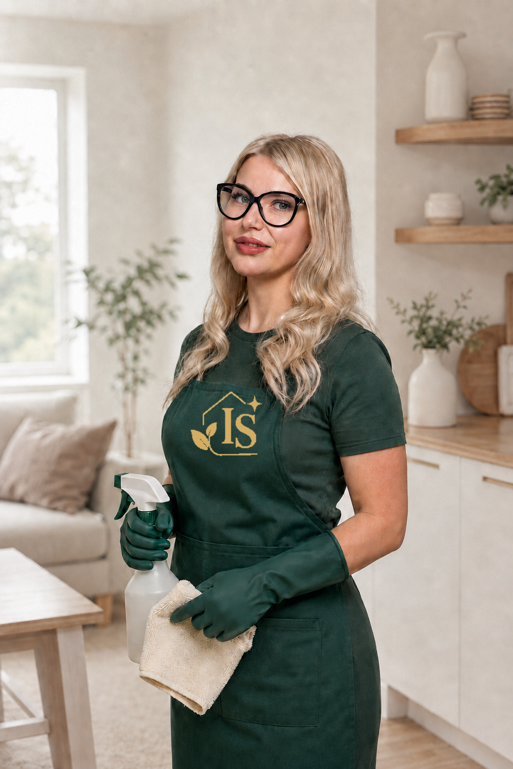 IS Beauty Trade OÜ:n yrittäjä Irina siivoustyössä